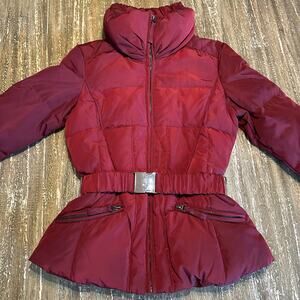 Zara Basic Down Jacket Winter Coat Maroon Crimson Women’s Size XS
